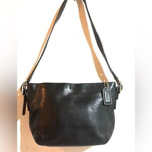 Coach vintage black leather small shoulder handbag